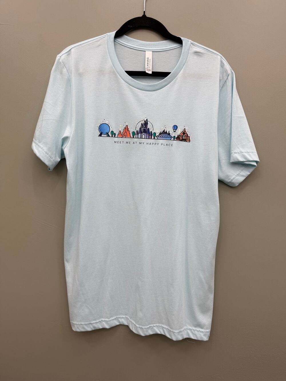Bella Canvas L Happy Place Theme Park Graphic Tee Blue Disney Inspired